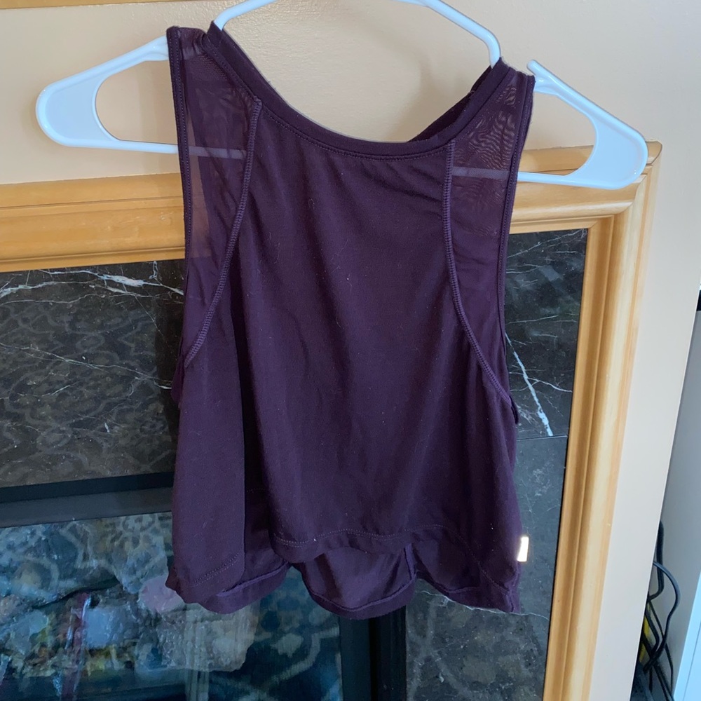 Mesh sleeve purple cropped tank top!
